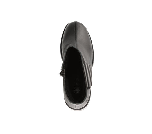 Ghete casual, dama, RIEKER, Y5253-00 negru, piele naturala, toc